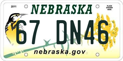 NE license plate 67DN46