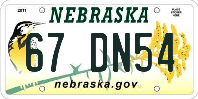 NE license plate 67DN54