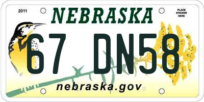 NE license plate 67DN58