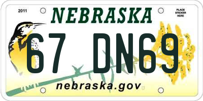 NE license plate 67DN69