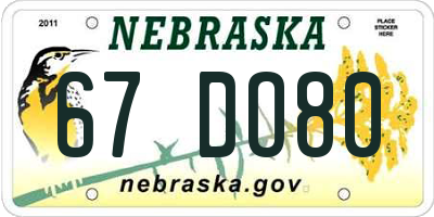 NE license plate 67DO80