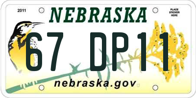 NE license plate 67DP11