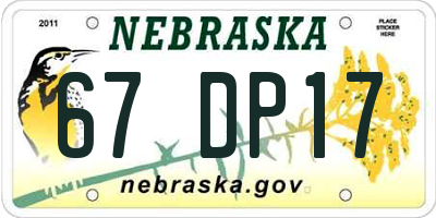 NE license plate 67DP17