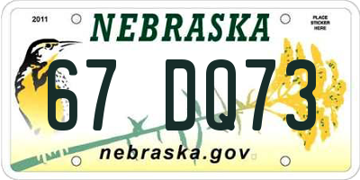 NE license plate 67DQ73