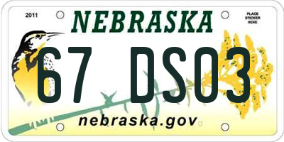 NE license plate 67DS03