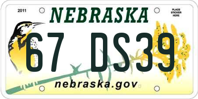 NE license plate 67DS39