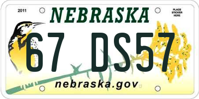 NE license plate 67DS57
