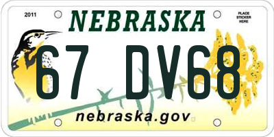 NE license plate 67DV68
