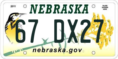 NE license plate 67DX27