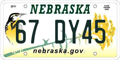 NE license plate 67DY45