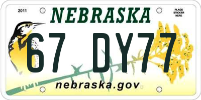 NE license plate 67DY77