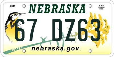 NE license plate 67DZ63