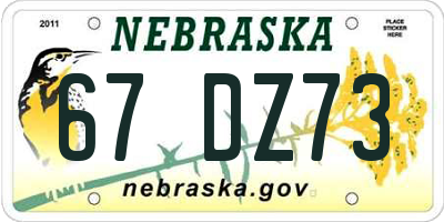 NE license plate 67DZ73