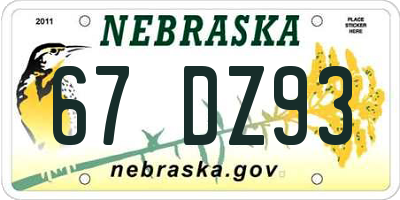 NE license plate 67DZ93