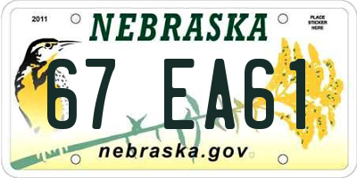 NE license plate 67EA61
