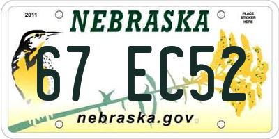NE license plate 67EC52