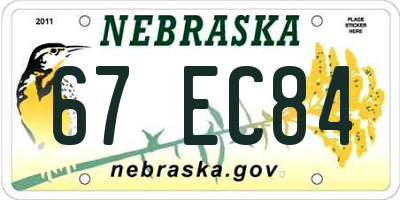 NE license plate 67EC84