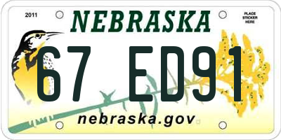 NE license plate 67ED91