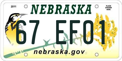NE license plate 67EF01