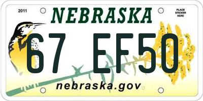NE license plate 67EF50