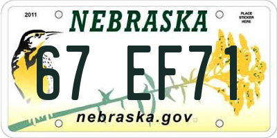 NE license plate 67EF71