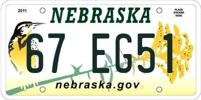NE license plate 67EG51