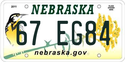 NE license plate 67EG84