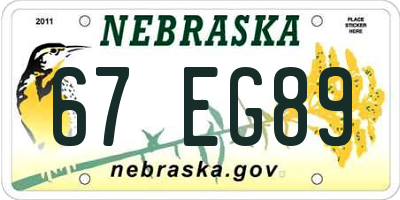 NE license plate 67EG89