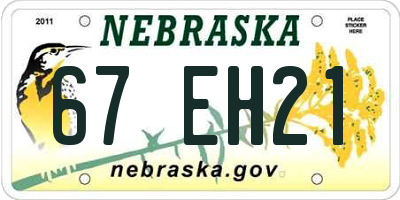 NE license plate 67EH21