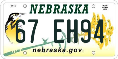 NE license plate 67EH94