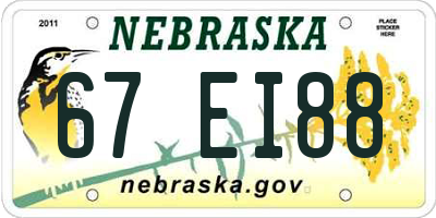 NE license plate 67EI88