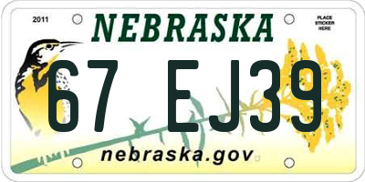 NE license plate 67EJ39