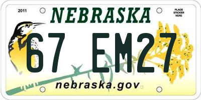 NE license plate 67EM27