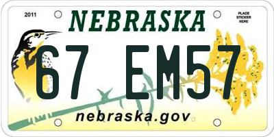 NE license plate 67EM57