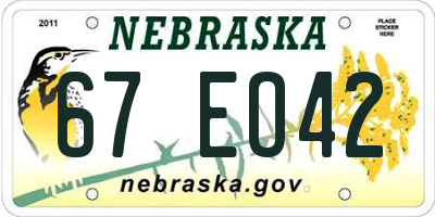 NE license plate 67EO42