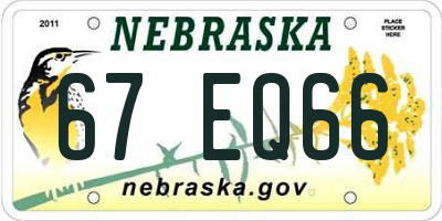 NE license plate 67EQ66