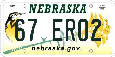 NE license plate 67ER02