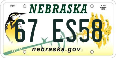 NE license plate 67ES58