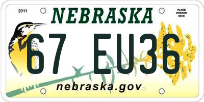 NE license plate 67EU36