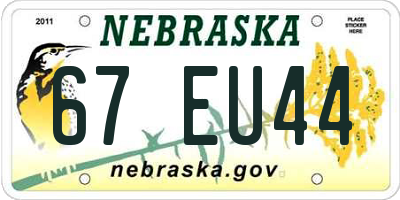 NE license plate 67EU44