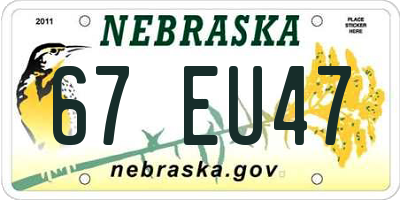 NE license plate 67EU47