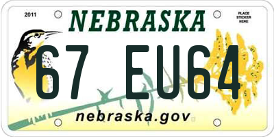 NE license plate 67EU64