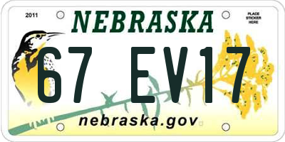 NE license plate 67EV17