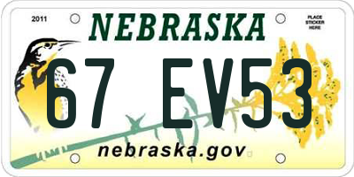NE license plate 67EV53