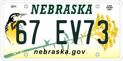 NE license plate 67EV73