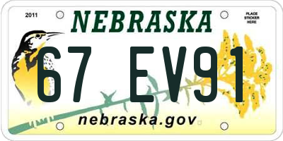 NE license plate 67EV91