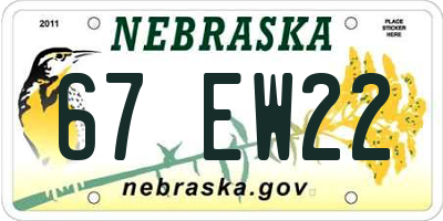 NE license plate 67EW22