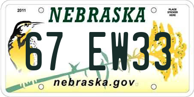 NE license plate 67EW33