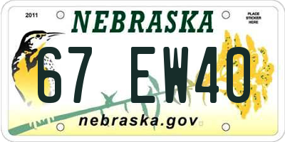 NE license plate 67EW40