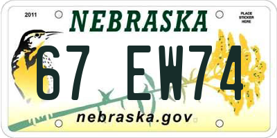 NE license plate 67EW74